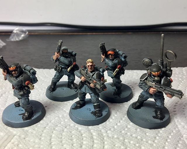 More progress on these 5 vets, skin, shotguns and some highlights on the armor. (While on Vacay&nbsp;:))