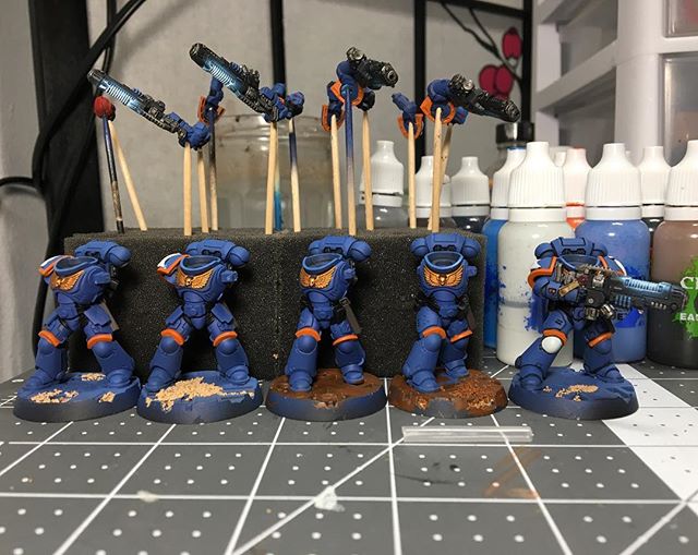 Little more progress on these guys, painted the orange 🍊 Paldrons and began doing shades in the&nbsp;crevices.
